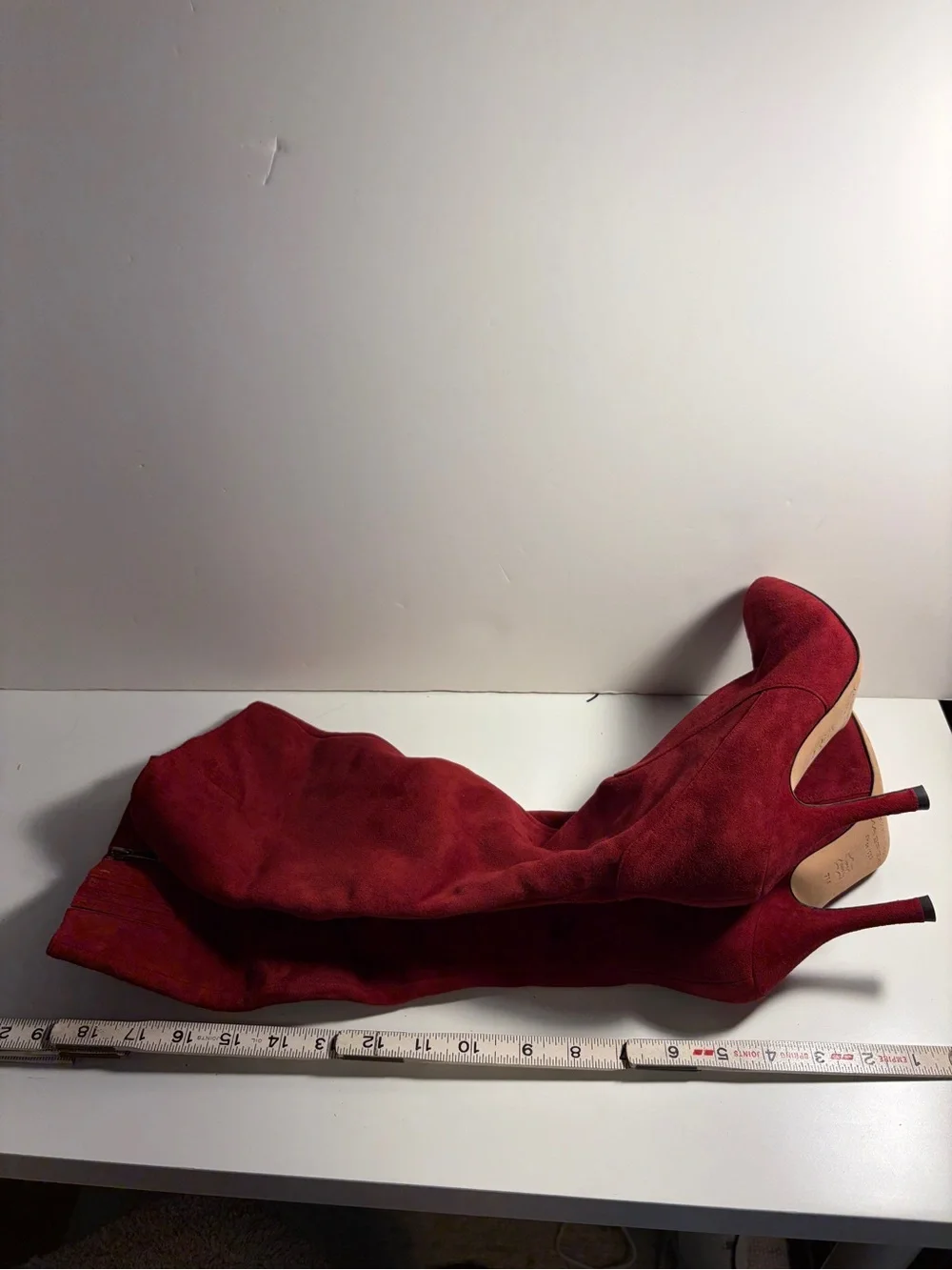 Via Spiga Crimson Red Suede Over-the-Knee Pointed Boots